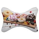 NONHAI 2 Stück Auto Nackenkissen Holzbrett Dessert Auto Kopfstütze Kissen Memory Foam Auto Kissen Atmungsaktiv Abnehmbarer Bezug Universal Kopfstütze Kissen für Reisen Autositz Fahren & Zuhause