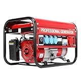 Stromgenerator Benzin Notstromaggregat für Garage Werkstatt Baustelle max. 6500W, 3000W Dauerleistung, 15 L Tank, 4-Takt OHV-Motor, 3x 230V Steckdosen, Überlastschutz AVR-Funktion