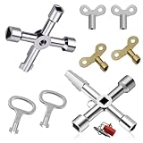 AHEJIOO 8 Pcs Set, Heizungsentlüftungsschlüssel Set – 4 Wege Kreuzschlüssel, Schaltschrankschlüssel, 4 Kant Schlüssel, Wasserhahn Schlüssel, Universalschlüssel für Heizkörper, Stromzähler und Aufzüge