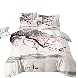 Wazylphin Bettwäsche 200x200 Tier Beige Blume Bettdecke 200x200cm Mikrofaser Daunendecke Decke 200x200 Atmungsaktiv Duvet Waschbar Bettdecken mit Reißverschluss Bettbezug+2 Kissenbezug 80x80