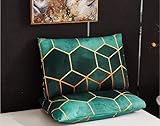 Luofanfei 2 Stück Kissenbezüge 40x80cm Grün Geometrisch Kariert Marmor Muster Kopfkissenbezug mit Reißverschluss Microfaser Kissenhülle