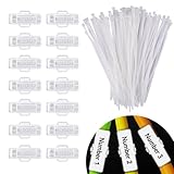 100 Stück Kabelbeschriftung Clip, Kabeletiketten Erkennungsbox, Transparente Wasserdichtes Kabelkennzeichnung,mit 100 Kabelbinder,Wiederverwendbar,für Kennzeichnung und Sortierung von Kabeln Aller Art