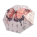 Maibar Reiseschirme UV Schutz Chinesischer Stil 3D Muster Kompakter Taschenschirme für Damen Klappschirme UPF 50 SPF 50 Regenschirm (2)