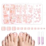 Kiiwah 120 Stück Tips Zehennägel Künstlich Kit, Französisch Künstliche Fußnägel Natürliche, Fullcover Künstliche Toe Nails Tips für Damen und Frauen, 12 Größen