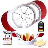 Caluny Apfelschneider Apfelteiler Edelstahlklingen Obstschneider spülmaschinenfest Apfelspalter Gummigriff Apple cutter Apfelentkerner Apfelstecher Apfelzerteiler apple slicer (Rot)