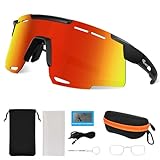 Ryaco Schnelle Brille Fahrradbrille für Herren/Damen -24g TR90 Leichtbau Polarisiert Sportsonnenbrillen/Laufen mit UV400, Verstellbaren Nasenpad & Bügel, Rave&Fahrrad Rennrad Brille Set,Schwarz