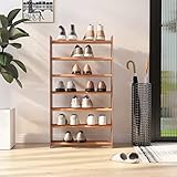 Qnhdfrt Schuhregal Braun aus Holzwerkstoff und imprägniertem Kiefernholz 65x24x117 cm Hoch Schmal mit viel Stauraum Robust und Platzsparend für Flur Camping Wohnmobil Organizer