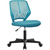 Yaheetech ergonomisch Schreibtischstuhl Bürostuhl ohne Armlehnen Drehstuhl mit Rücklehne Arbeitsstuhl höhenverstellbar 136 kg belastbar 50 x 55 x 79-92 cm Türkis
