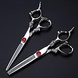 Haarschneideschere, 6 Zoll, gehobene professionelle 440C-Haarschneideschere mit Drachengriff, Friseurschere zum Ausdünnen und Schneiden, Friseurscheren-Set, Haarschneidewerkzeuge