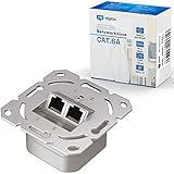 hb-digital 1x CAT 6a Netzwerkdose RJ45 2-Port STP geschirmt kompatibel mit starre LAN Kabel PoE T568A/B Standard Zinklegierung 10 Gigabit 50mm x 50mm - Ohne Gehäuse