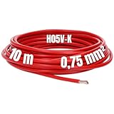 Kalitec 10 Meter H05V-K 0,75 mm² rot Verdrahtungsleitung I Aderleitung I PVC Einzelader I Litze 0,75mm2 I Verdrahtung feindrätig I Einzelleitung flexibel I Kabel eindrähtig I Schaltdraht flammwidrig