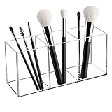 trabag Pinselhalter Kosmetik, 3 Fächern Acrylic Pinsel Organizer, Klarer Makeup Organizers, Pinsel Aufbewahrung, Pinselhalter Kosmetik für Badezimmer Schlafzimmer Waschtische Büro Schreibtisch