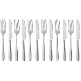 GRÄWE Dessertbesteck Gent, 12-teilig, 6 Personen, spülmaschinengeeigent, Besteckset für Vorspeisen und Kuchen, kleine Tafelmesser, Edelstahl