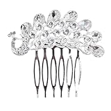 REC Haarschmuck Hochzeit,Braut Haarschmuck,Haarschmuck Damen,Braut Haarkämme,Braut Haarschmuck Hochzeit,Pfauenform,Haarschmuck Silber für Frauen und Mädchen