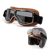 Motorradbrille PU Leder Sonnenbrillen Retro Radbrille Helmbrille Fliegerbrille Herren Crossbrille Motocrossbrille Schutzbrille Motocross Vintage Motorräder Brille für ATV Bike Motocross Schutzbrille