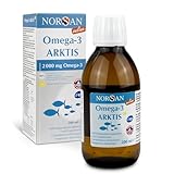 NORSAN Premium Omega-3 Arktis Dorschöl hochdosiert 200 ml / 2.000 mg Omega-3 pro Portion mit Zitronengeschmack/mit EPA & DHA/Premium Öl mit 800 IE Vitamin D3
