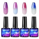 4Pcs Farbwechsel UV Gel Nagellack Set - Soak Off Lang Anhaltende Glänzende Schellack Kunst Maniküre Kit - Bestes Geschenk Für Frauen