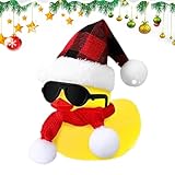Gelbe Quietsche-Ente – Auto-Armaturenbrett-Dekorationsspielzeug, Lustige gummis-Ente Mit Sonnenbrille, Schal-Mütze, Niedliches Schwebendes Ornament | Entzückendes Accessoire Für Die Innenausstattung