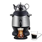 JMOUZHG Türkischer Teekocher, 5L Edelstahl-Teekanne, 1L Keramik-Teekanne, 1800W elektrischer Samowar, mit Warmhaltefunktion, für Kaffee, Dufttee (Black)