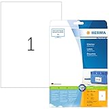 HERMA 8637 Universal Etiketten, 10 Blatt, 210 x 297 mm, 1 pro A4 Bogen, 10 Stück, selbstklebend, bedruckbar, matt, blanko Papier Klebeetiketten Aufkleber, weiß