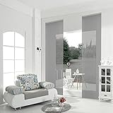 855892- GRAU 2er-Pack Schiebepanel, Schiebegardine, Flächenvorhang Uni mit Klettband incl. Paneelwagen HxB 245x60 cm