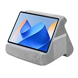 Tablet Halter Kissen, Dreieck Tablet Kissenständer Mit Tasche, Mini-Computer-Halter, Lesekissen Ständer, Buchablage, Laptop-Kissenhalter für iPad-Telefonhalter, E-Reader, Smartphones, Grau