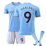 WatSKY Blau Trikot Kinder Erwachsene Nr.9 Nr.7 Nr.10 Nr.17 Nr.47 Fußball Trikot Set Neues Fußballtrikot, UK Trikot Anzug Herren/Junge Football Jersey Anzug UK Kit for Kids