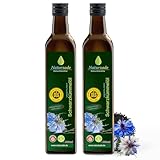 Naturzade Schwarzkümmelöl 1000ml Ungefiltert Glasflasche (2 x 500ml), kaltgepresst, direkt vom Hersteller