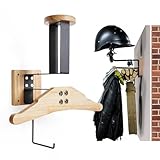 Helmhalterung Wand, Motorradhelm Halterung für Taktische Weste Rucksack Jacken Platte Träger, Motorrad Garderobe für Motorrad Zubehör und Fahrradzubehör, Helm Halterung Wand Wandorganizer aus Holz