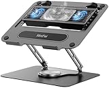 METFUT Laptop-Kühlständer mit abnehmbarem thermoelektrischem Kühler, verstellbare Höhe und Winkel, um 360 Grad drehbare Basis, Rahmen aus Karbonstahl, ultra-leise und super stabil für Laptops bis zu