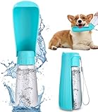 550ml Tragbare Haustier Trinkflasche, 150°klappbare Ausführung,Hundetrinkflasche für Unterwegs,Drehbare Wassersperrfunktion,Hund Wasserflasche,Hundetrinkflasche für Wanderungen,Reisen,Camping(Seeblau)