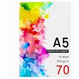 Aquarellpapier A5 – 70 Blatt hochwertiges Aquarellpapier 300g/m² – Säurefreies Watercolor Paper für Aquarell, Gouache & Acryl – Stabiler Malpapier für Künstler & Hobby