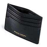 PAULO SERINI® Kartenetui Damen Herren | Card Holder Kartenhalter Unisex mit 6 Kartenfächer & Fach für Geldscheine Münzen | Kreditkartenetui Geldbörse aus veganem Leder | Onyx Black