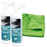 stein-reiniger Arbeitsplatten-Reiniger Naturstein & Quarz Komposit 2x 500 ml inkl. Microfasertuch - Marmorreiniger, Natursteinreiniger