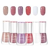 6PCS Nagellack Set - schnell trocknend & langanhaltend Nude Pink Lila Nagellack - ungiftiger Nagellack auf Wasserbasis - kein UV-Nagellack für DIY Nagelkunst Maniküre zu Hause (6PCS Nude Set)