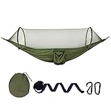 Bequeme Hängematte, leichtes Hängemattenbett aus Fallschirmstoff, Hängeschaukel, Schlafbett für Outdoor, Camping, Wandern, Reisen, Hof, Geschenk (Green)