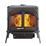 OutInFire Premium Helios S8 Eco Holzofen, freistehend, aus schwarzem Gusseisen, 13,9 kW