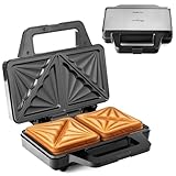 LEHMANN Sandwichmaker XXL - Extra große Sandwich-Platten - Sandwichtoaster XXL für 2 Muschelform-Sandwiches - Antihaftbeschichteter - Bereitschaftsanzeige - Einfache Reinigung - 1000W