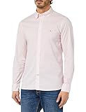 Tommy Hilfiger Herren Hemd Flex Mini Print Shirt Langarm, Mehrfarbig (Optic White / Fierce Red), L