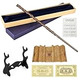 Lotvic Zauberstab Hermine Granger, 39.5CM Hermine Zauberstab, Elderstab in Geschenkbox mit Landkarte, Fahrkarte und Zauberstabhalter Schwarz, für Spielzeug Cosplay