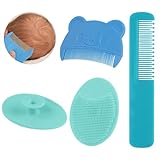 Aolso Baby-Haarkamm, 3 Stück Baby-Haarbürsten- und Kamm-Set, Baby-Haarbürste, Neugeborene Haarkamm, kamm gegen milchschorf baby kind, Geschenk zur Babyregistrierung (Blau)