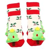 Beatifufu 2 Paar Babysocken Rutschfeste Kindersocken Söckchen Warme Socken Weihnachtsmann Socken Verdickte Kindersocken Plüschslipper Weiche Weihnachtssocken Gekämmte Baumwolle