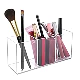 Acrylic Pinselhalter, 3 Fächern Make Up Organizer, Klarer Schminktisch Organizer, Schmink Organizer für Pinsel, Eyeliners, Lippenstift, Schminktisch Zubehör Aufbewahrung, Es Kann Such Stiftehalter