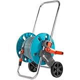 Gardena 18502-26 Aquaroll Schlauchwagen S Set, komplett mit 20 m Schlauch, Systemteilen und Sprühdüse, Grau, Türkis, Schwarz, Silber, Orange, 36x44x48cm