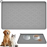 Napfunterlage Katzen Napfunterlage Hund，Lebensmittelechte Silikon-Futtermatte für Haustiere, Futtermatte Katzen Rutschfestes 100% wasserdichte, Napfunterlage Hund mit 1.5cm erhöhtem Rand, 60 x 40 cm