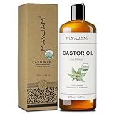 MAYJAM Rizinusöl Bio Kaltgepresst 473ML, Organic Castor Oil 100% Reines Natürliches, Haaröl für Haarwachstum, Rizinus Öl für Wimpern, Augenbrauen, Trägeröl für die Hautpflege