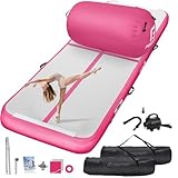 FBSPORT Turnmatte Aufblasbar 4M und Air Roller 60cm, Gymnastikmatte mit Luftpumpe, 10cm hoch Trainingsmatte, für Gymnastik, Yoga und Training