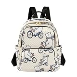 Mnsruu Bear Fahrrad-Rucksack, Geldbörse, Schultertasche für Damen, Reiserucksack, lässiger Tagesrucksack für Damen, mehrfarbig, 38