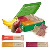 GREENORA Mix Box. Gefriergetrocknetes Fruchtpulver. Enthält alle unsere Smoothie-Sorten. Erdbeere, Apfel, Mango, Rote Bete. 9 Sticks mit 24 Gramm