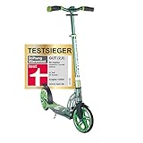 SIX DEGREES Aluminium Scooter mit Klappmechanismus u. Ständer, 205 mm, höhenverstellbar, GS-geprüft, grün, TESTSIEGER